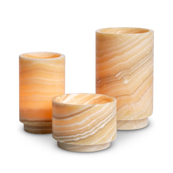 Bougeoir 24 - Leonidas Set de 3 - Elegant alabaster candleholder set - Pacific Compagnie.