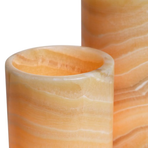 Bougeoir 24 - Leonidas Set de 3 - Exquisite alabaster home accent set - Pacific Compagnie.