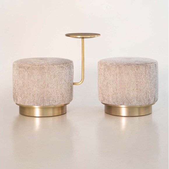 Pouf 150 - Harry - Luxury brushed brass footstool with rounded shape - Pacific Compagnie.