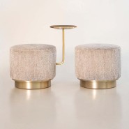 Pouf 150 - Harry - Luxury brushed brass footstool with rounded shape - Pacific Compagnie.
