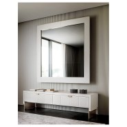 Meubles TV 150 - Iolanda Low - Luxury leather TV cabinet in bronzed brass finish - Pacific Compagnie.