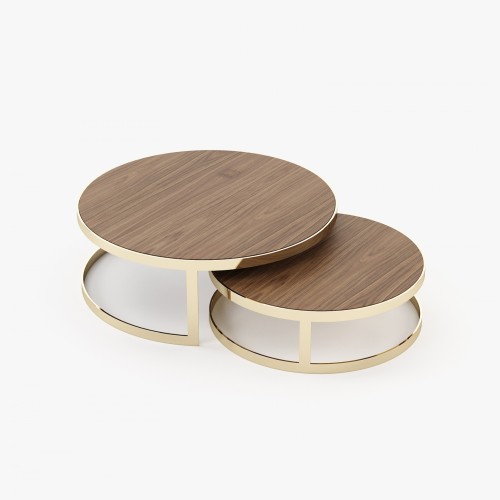 Table basse 174 - Lua - Sleek and sophisticated coffee table with metal and mirror elements - Pacific Compagnie.