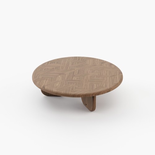 Table basse 174 - Williams - Wooden center table with 120cm diameter and wooden legs - Pacific Compagnie.