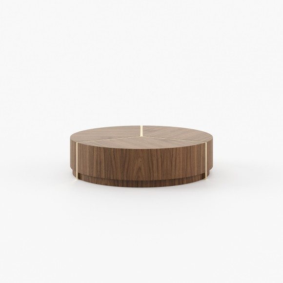 Table basse 174 - Riga - Elegant wooden coffee table with metal details, 25cm tall - Pacific Compagnie.