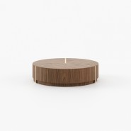 Table basse 174 - Riga - Elegant wooden coffee table with metal details, 25cm tall - Pacific Compagnie.