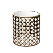 Table d'appoint 38 - Paon - Ornate iron side table with antique gold finish and rounded mirrors - Pacific Compagnie.