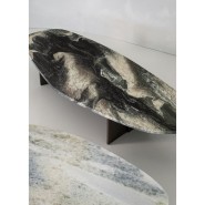 Tables basses 150 - Rock - Small and large luxury tables in bronzed brass with unique decoro finish - Pacific Compagnie.