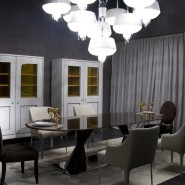 Tables 150 - Rea - Luxury dining table with bronze finish and leather upholstery - Pacific Compagnie.
