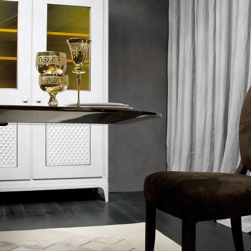 Tables 150 - Rea - Bronze brass luxury dining table with leather details - Pacific Compagnie.
