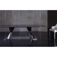 Tables 150 - Rea - High-end dining table in bronzed brass and leather - Pacific Compagnie.