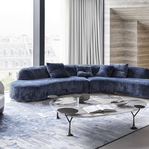 Canapés 150 - Pierre | Canapés 150- Pierre, canapé de salon avec pieds en laiton bronzé - Pacific Compagnie.