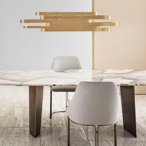 Tables 150 - Pedro - Luxurious ebony dining table with bronzed brass finish - Pacific Compagnie.