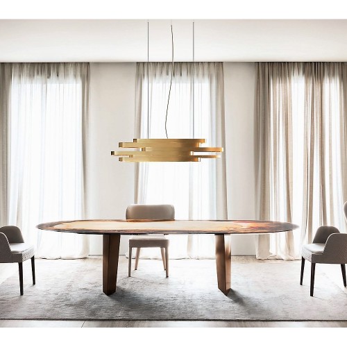 Tables 150 - Pedro | Table de repas de luxe avec base en laiton bronzé - Pacific Compagnie.