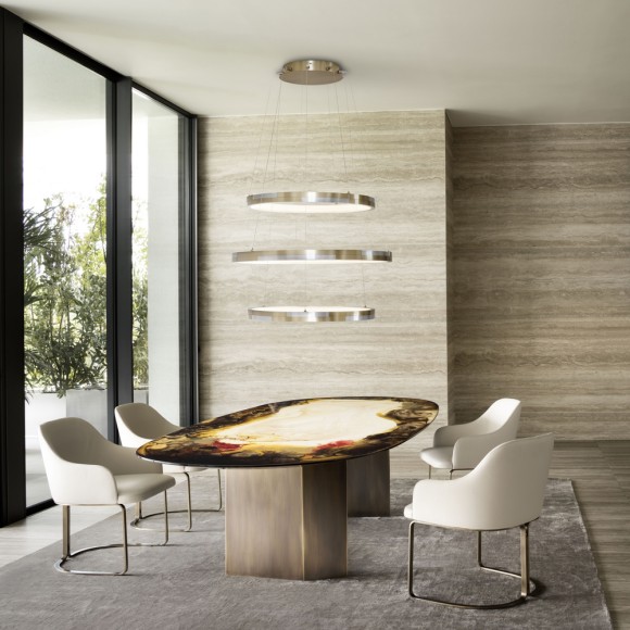 Tables 150 - Pedro - High-end dining table with ebony and bronzed brass details - Pacific Compagnie.