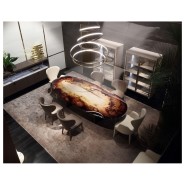 Tables 150 - Pedro | Table de repas de luxe avec structure en laiton bronzé - Pacific Compagnie.