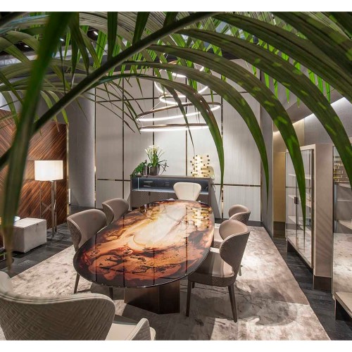 Tables 150 - Pedro - Luxe dining table featuring ebony and bronzed brass materials - Pacific Compagnie.