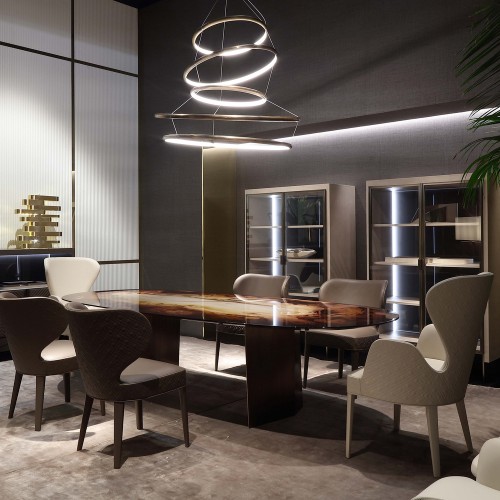 Tables 150 - Pedro - Exclusive bronzed brass and ebony dining table design - Pacific Compagnie.