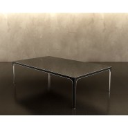 Tables basses 150 - Oliver | Table basse en cuir et laiton bronzé pour salon - Pacific Compagnie.