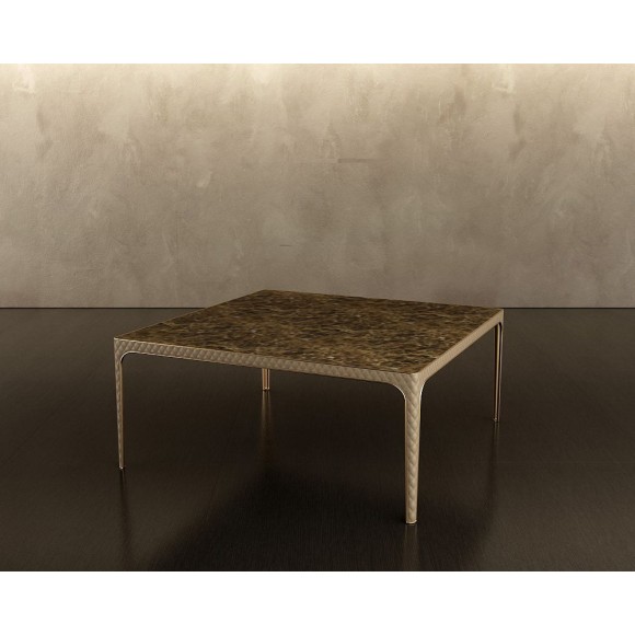 Tables basses 150 - Oliver | Table basse de luxe en cuir et chrome avec pieds en métal - Pacific Compagnie.