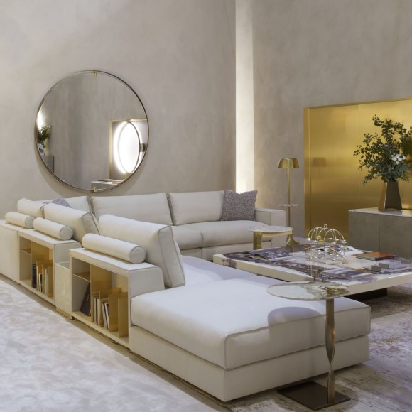 Canapés 150 - Nautilus - Brushed brass Canapés 150- Nautilus with 2 seats, luxurious design - Pacific Compagnie.