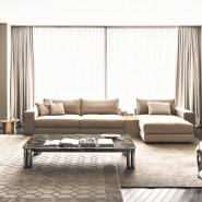 Canapés 150 - Nautilus - High-end sofa, Canapés 150- Nautilus, brushed brass, 230X110XH85 dimensions - Pacific Compagnie.