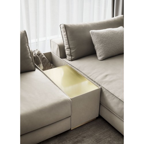 Canapés 150 - Nautilus - Brushed brass luxury sofa, Canapés 150- Nautilus, high-end furniture, 3 seats - Pacific Compagnie.