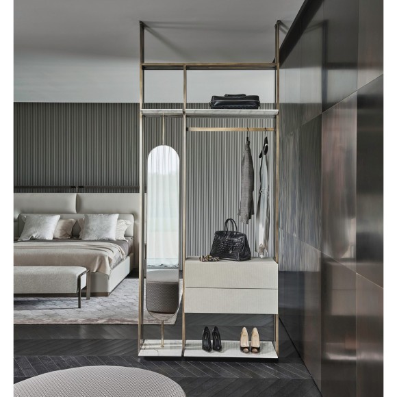 Armoires 150 - Matisse - Armoire de luxe en cuir avec design intemporel et finition chrome noir élégante - Pacific Compagnie.