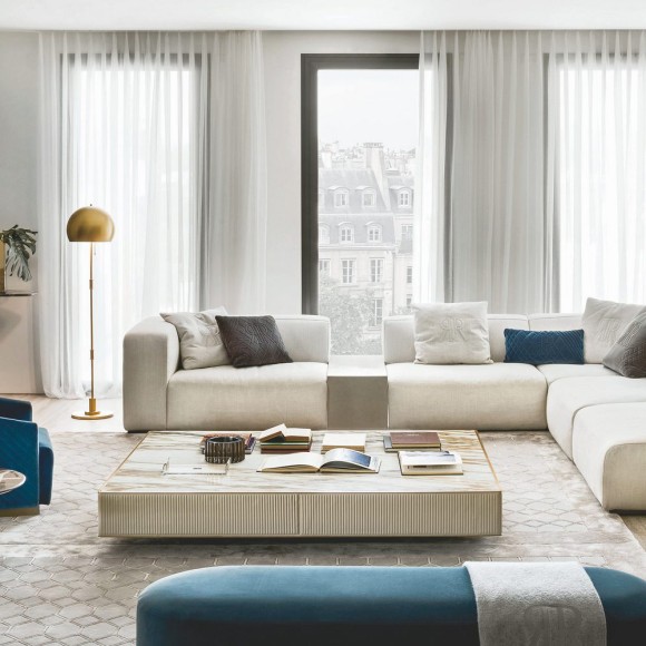 Canapés 150 - Freud | Canapé de luxe avec style rétro et chromage précis - Pacific Compagnie.