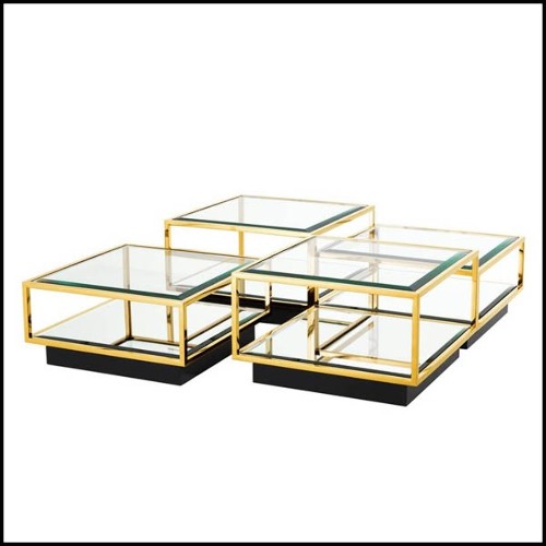 Tables basses 24 - Tortona Gold - Lot 4 tables - Pacific Compagnie.