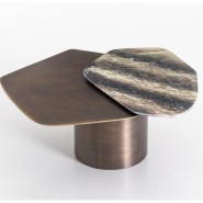 Tables basses 150 - Incanto - Bronze luxury coffee table with unique hammered finish - Pacific Compagnie.