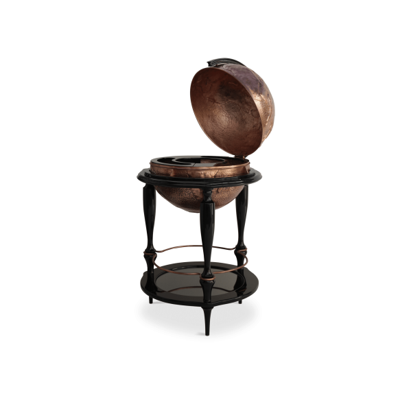 Bar globe 145 - Equator Copper | Bar globe avec couleurs noir et or, décoration de style luxueux - Pacific Compagnie.