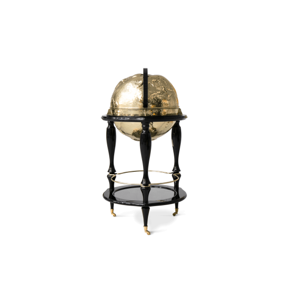 Bar globe 145 - Equator Copper - Wooden globe bar with tinted glass and lacquered wood details - Pacific Compagnie.