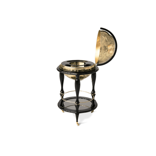 Bar globe 145 - Equator Copper | Bar globe en verre et bois, style moderne et raffiné - Pacific Compagnie.