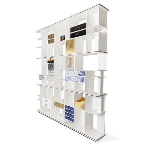 Bibliothèque 145 - Coleccionista - Natural wood and brass bookcase with glass shelves - Pacific Compagnie.