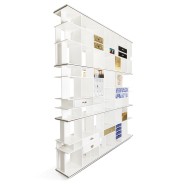 Bibliothèque 145 - Coleccionista - Wooden bookcase with mirror and ceramic accents - Pacific Compagnie.