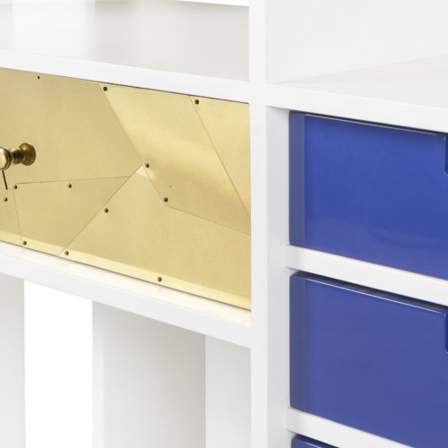 Bibliothèque 145 - Coleccionista - Elegant bookcase featuring wood, ceramic, and mirror - Pacific Compagnie.