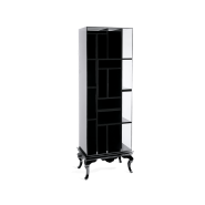 Bibliothèque 145 - Tower - Tall wooden bookshelf with glass accents - Pacific Compagnie.