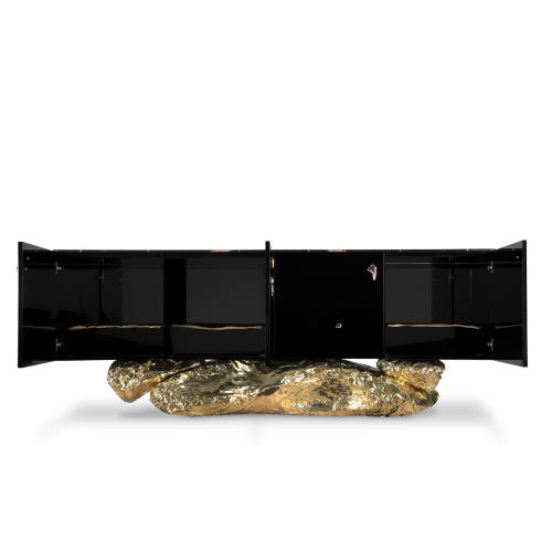 Buffet 145 - Angra - Wooden sideboard with marble and glass details - Pacific Compagnie.