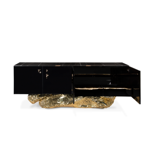 Buffet 145 - Angra - Grand buffet en bois et marbre pour salle à manger - Pacific Compagnie.