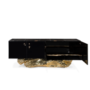 Buffet 145 - Angra - Elegant wooden sideboard with marble top and brass hardware - Pacific Compagnie.