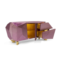 Buffet 145 - Diamond - Emerald green sideboard with diamond-shaped design, featuring a unique combination of wood and brass - Pa