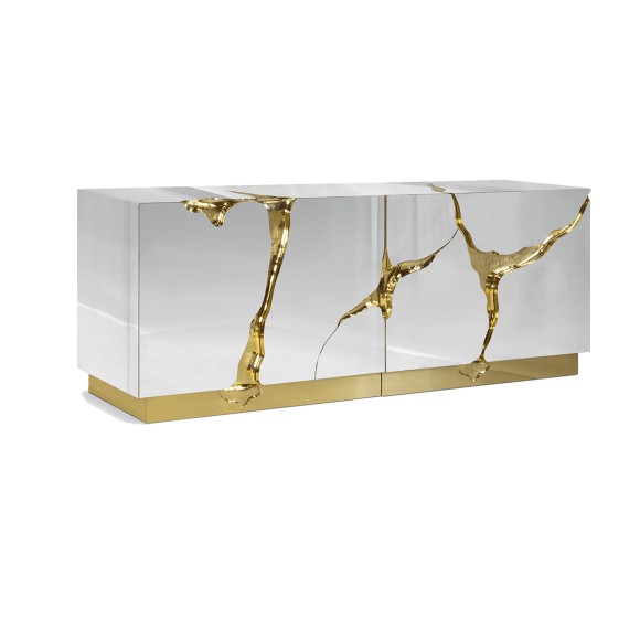 Buffet 145 - Lapiaz - Luxurious sideboard with wood and brass details - Pacific Compagnie.