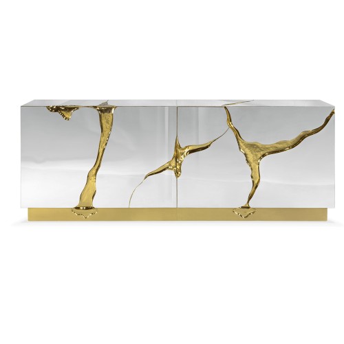Buffet 145 - Lapiaz - Sophisticated furniture piece with wood, brass, and silver details - Pacific Compagnie.