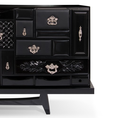 Buffet 145 - Mondrian - Contemporary black and white sideboard with storage compartments - Pacific Compagnie.