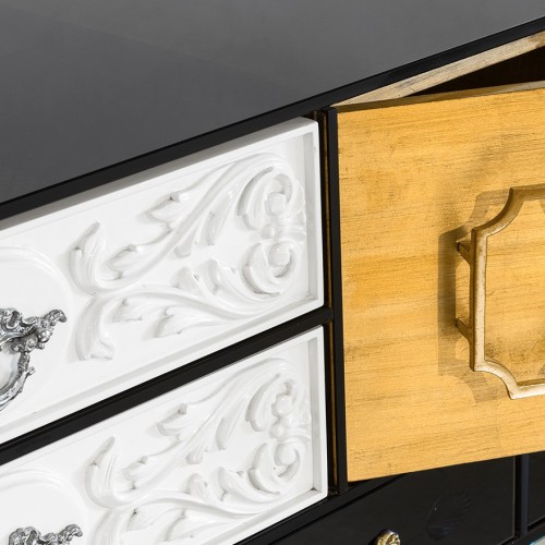 Buffet 145 - Soho - Modern sideboard with multicolor and white finish, made of wood and glass - Pacific Compagnie.