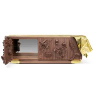 Buffet 145 - Voltaire - High-end wood sideboard with sleek design and glass top - Pacific Compagnie.