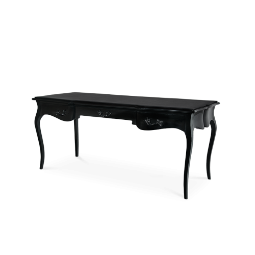 Bureau 145 - Boulevard - Bureau en bois avec plateau en cuir et 3 tiroirs - Pacific Compagnie.