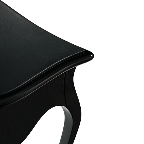 Bureau 145 - Boulevard - Bureau de style luxueux en noir brillant et laiton poli, avec placage acajou - Pacific Compagnie.