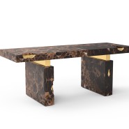 Bureau 145 - Empire Estremoz - High-end estremoz marble and polished brass executive desk - Pacific Compagnie.