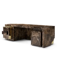 Bureau 145 - Lapiaz - Timeless wooden desk with polished brass accents - Pacific Compagnie.